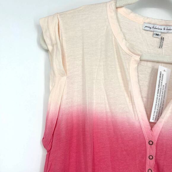 Young Fabulous & Broke Boho Pink Orange White Ombre Top Medium Sleeveless - Picture 3 of 6